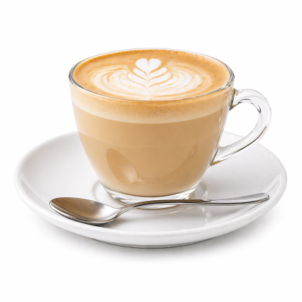 Latte coffee with latte art – Midnight Cafe Port Moody BC